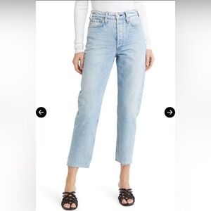 Rag N Bone Alissa Raw Hem High Waist Barrel Leg Crop Jeans